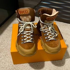 💯 Authentic Gucci Flashtrek Leather High Brown Mens 10 Boot 🥾